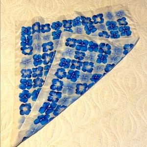 Blue and white neckerchief silk scarf